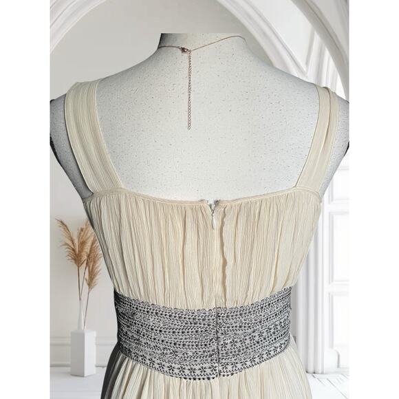 Sigrid Olsen Silk Womens Dress 2 XS 0 Cream Brown Silk Ethereal Midi Gown - Picture 9 of 11